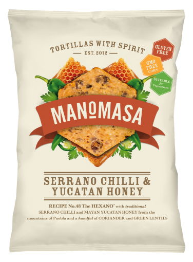 Picture of Manomasa Serrano Chilli & Yucatan Honey Tortilla Chips  40g