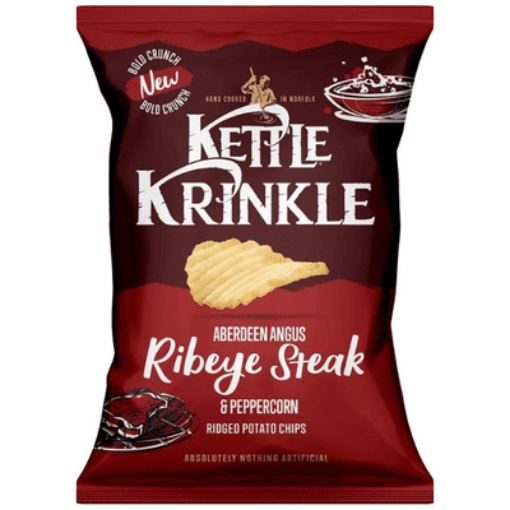 Picture of Kettle Krinkle Ribeye Steak & Peppercorn Crisps 18 x 40g 